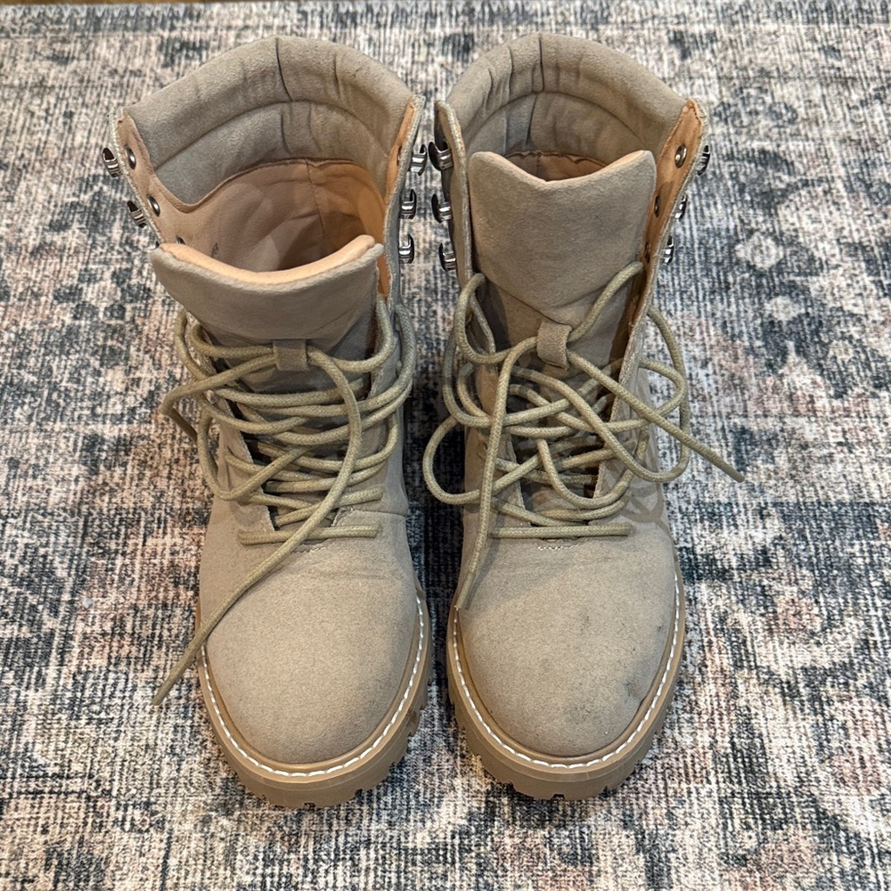 Tan Lace-Up Boots